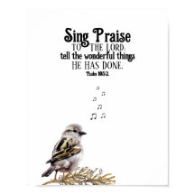 Cute Bird Singing Musik noter Psalm Bible Verse