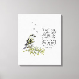 Cute Bird Singing Psalms 104 Christian Canvastryck