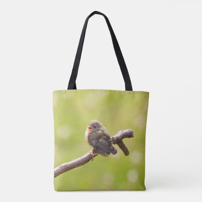 Cute bird sjunger lyckligt på en sommardag tygkasse (Baksida)