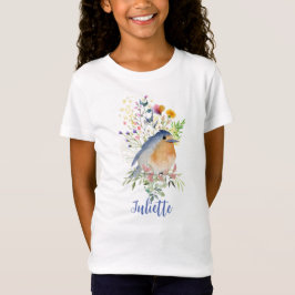 Cute Bird Vår och Coming Blommigt T Shirt
