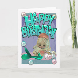 Cute Birday Card med Sjöjungfru Kort