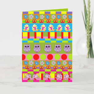 Cute Birday-kort med Mönster & Uggla m.m. Kort