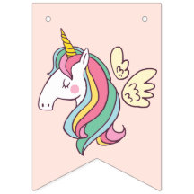 Cute Birdday Doodle Flying Rainbow Unicorn