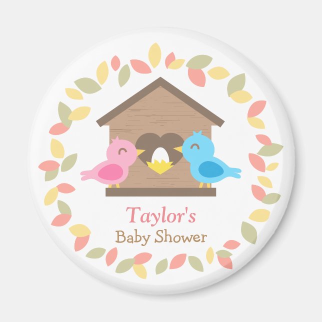 Cute Birdhouse Löv WAN Bird Baby Shower Magnet (Framsidan)