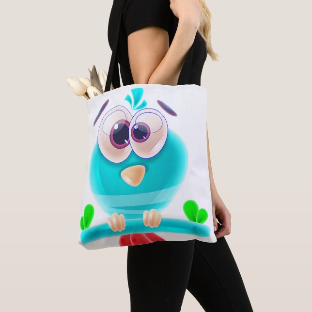 Cute Birdie Groove Tote Bag Tygkasse (Närbild)