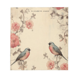 Cute Birds Älskare Vintage Valentines day Personiz Anteckningsblock