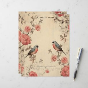 Cute Birds Älskare Vintage Valentines day Personiz Brevhuvud