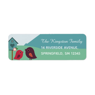 Cute Birds and Bird House Vi har flyttat Returadress Etikett
