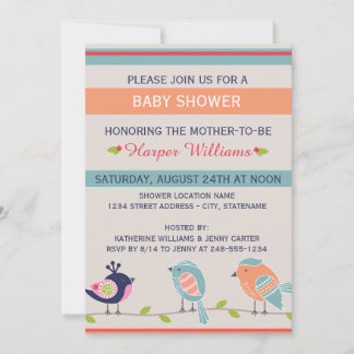 Cute Birds - Baby Shower-inbjudan Inbjudningar