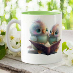 Cute Birds Bokar & Brew Personlig Två-Tonad Mugg