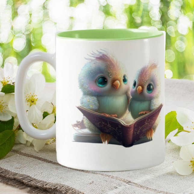 Cute Birds Bokar & Brew Personlig Två-Tonad Mugg (Skapare uppladdad)