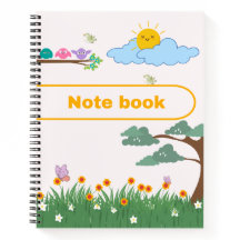 Cute Birds, Flowers and Träd Notebook