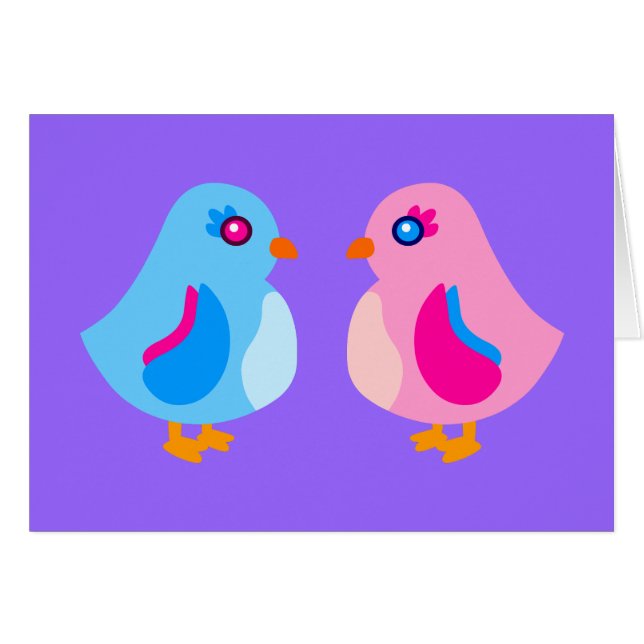 Cute Birds Hälsningskort (Framsidan Horizontal)