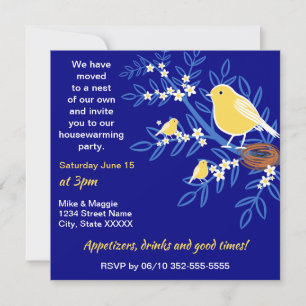 Cute Birds, Nest of our own Printable Houseuppvärm Inbjudningar