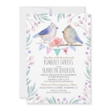 Cute Birds par Rosa Blommigt Träd Bröllop