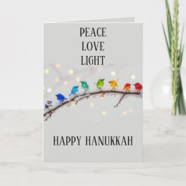 Cute Birds Peace Kärlek Light Hanukkah Helgkort