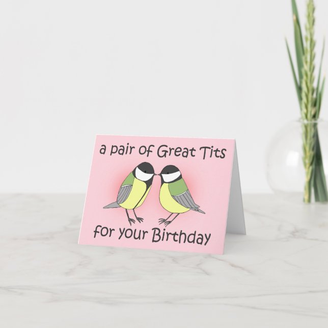 Cute Birds Pun Flirty Joke Funny Manar Birthday Kort (Framsida)