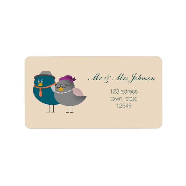 Cute Birds Tecknad Address Label Adressetikett (Framsidan)