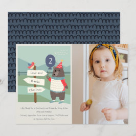 Cute Birdy Bear Milestone - alla ålders foto födel Tack Kort