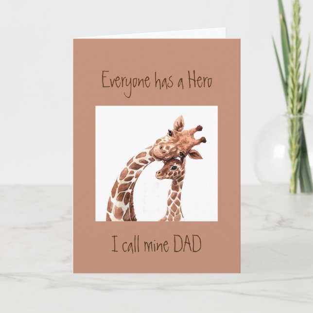 Cute Birhday Custom Dad my Hero Giraffe Animal Fun Kort (Framsida)