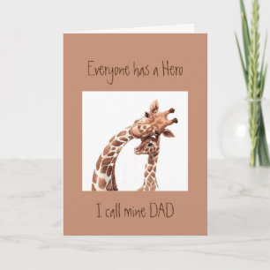 Cute Birhday Custom Dad my Hero Giraffe Animal Fun Kort