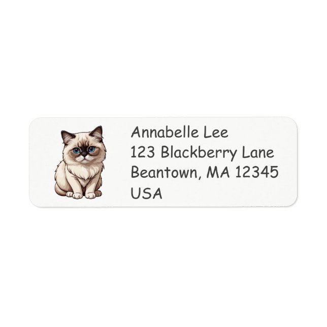 Cute Birman Cat Label Returadress Etikett (Framsidan)