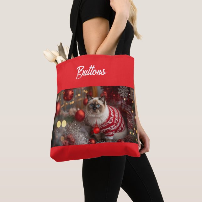 Cute Birman Cat-Personligen Jul Tygkasse (Närbild)