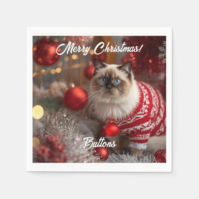 Cute Birman Cat-Personligen Papper Pappersservett (Framsidan)