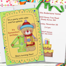 Cute Birthday Bear Ålder 4