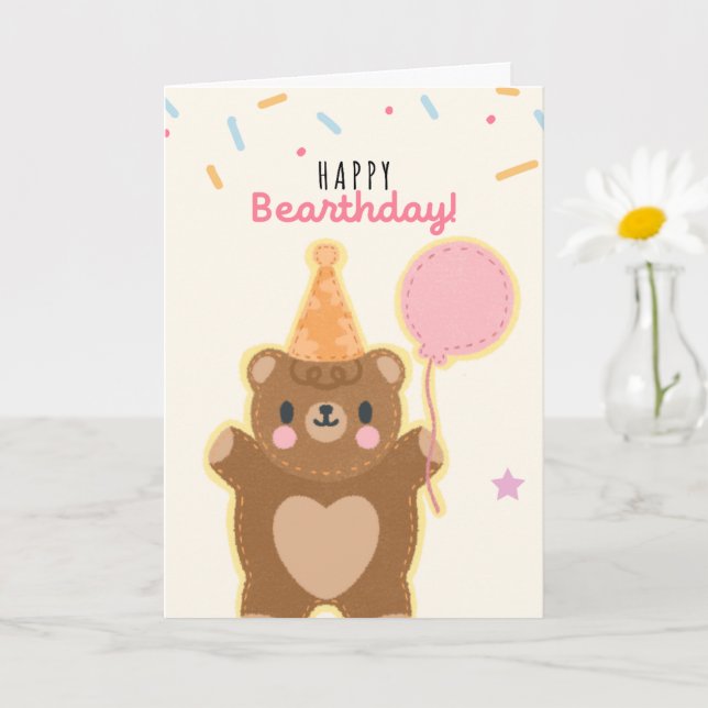 Cute Birthday Bear Thmet Funny Pun Kort (Liten växt)