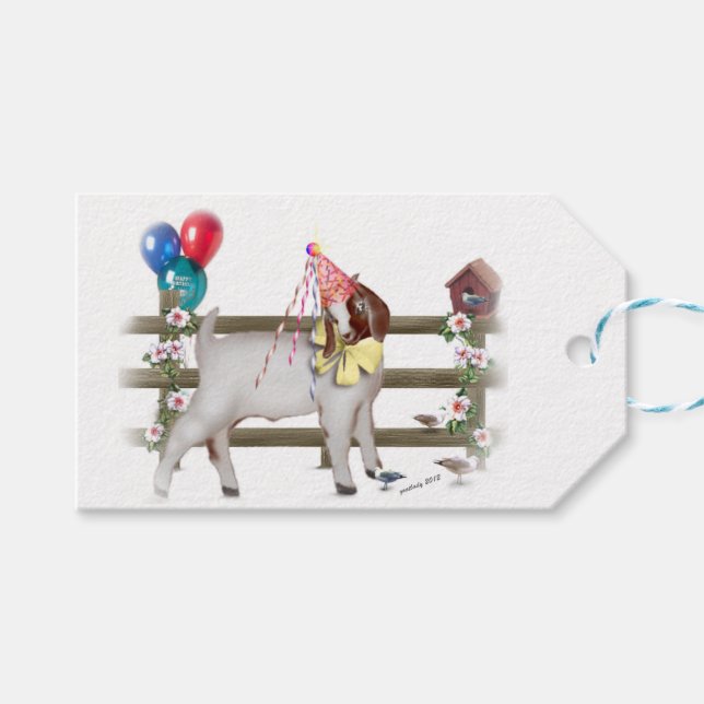 Cute Birthday Boer Goat Kid Gift Märkres Presentetikett (Framsidan (Horisontell))