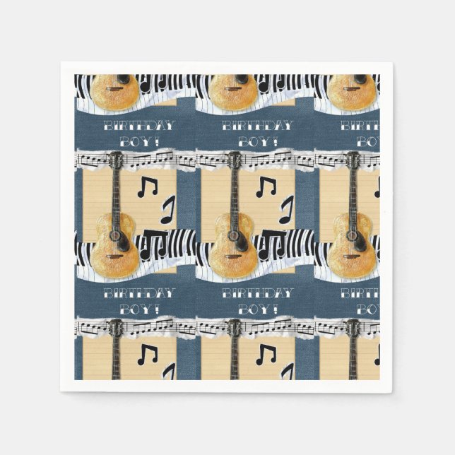 Cute Birthday Boy Music Guitar Pappersservett (Framsidan)