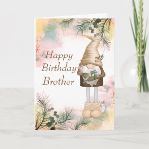 Cute Birthday Brother Lucky Gnome Card Kort