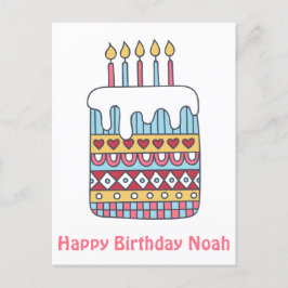 Cute Birthday Cake - Colorful Kids Birday Post Vykort