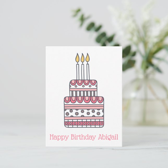 Cute Birthday Cake - Colorful Kids Birthday Vykort (Stående Fram)