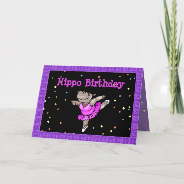 Cute Birthday Card med Hippo Ballerina Kort (Framsida)