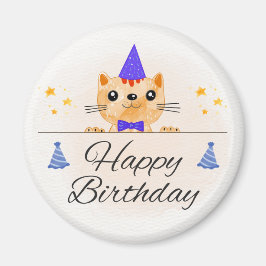 Cute Birthday Cat Photo Magnet