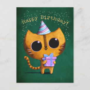 Cute Birthday Cat Vykort