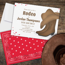 Cute Birthday Cowboy Rodeo Simple Red Bandana Inbjudningar