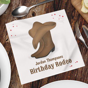 Cute Birthday Cowboy Rodeo Simple Red Bandana Pappersservett