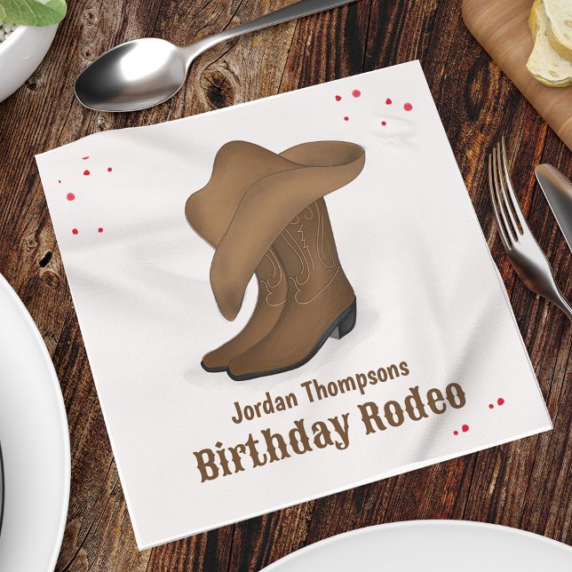 Cute Birthday Cowboy Rodeo Simple Red Bandana Pappersservett (Skapare uppladdad)