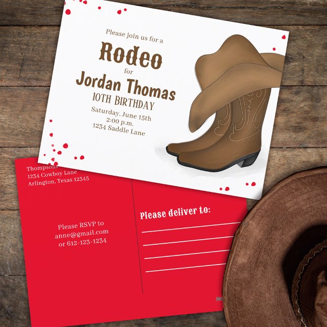 Cute Birthday Cowboy Rodeo Simple Red Bandana Vykort (Skapare uppladdad)