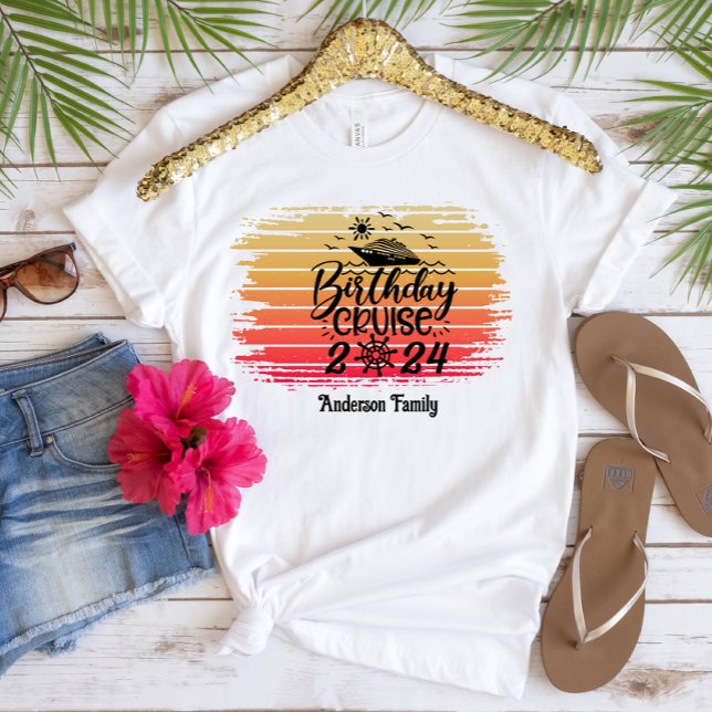 Cute Birthday Cruise Frakt Family Resa Sunset T Shirt (Skapare uppladdad)