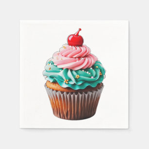 Cute Birthday Cupcoa Dessert Illustration Clipart Pappersservett