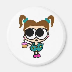 Cute Birthday Cuptårta Girl, design av LanaToons Magnet