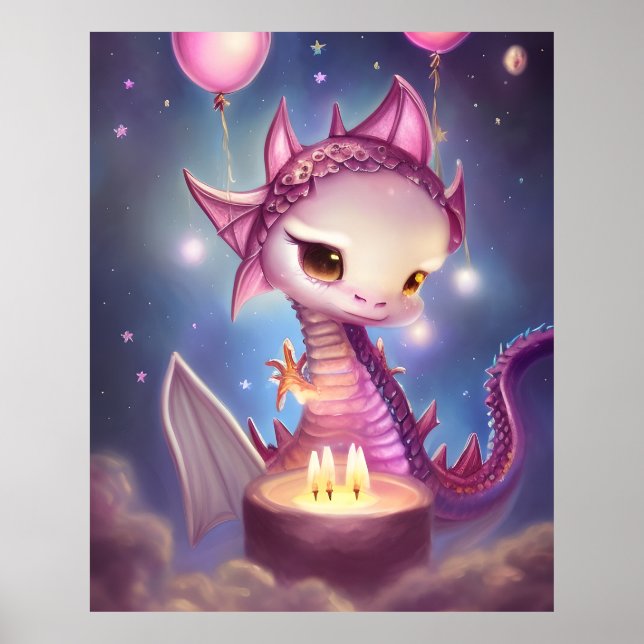 Cute Birthday Dargon Poster (Framsidan)