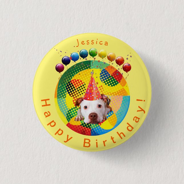 Cute Birthday Dog (personalized) Knapp (Framsida)
