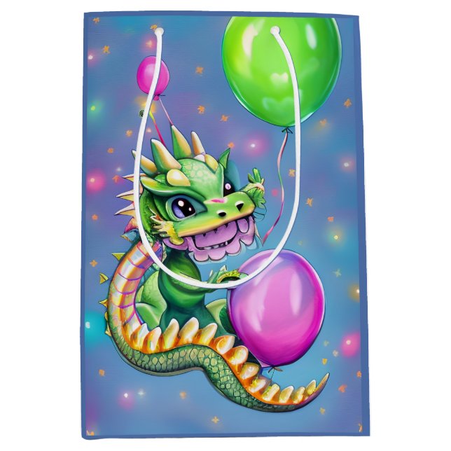 Cute Birthday Dragon med ballonger (Framsidan)