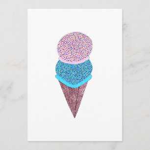 Cute Birthday Dubbla Ice Cream in Cone Kort