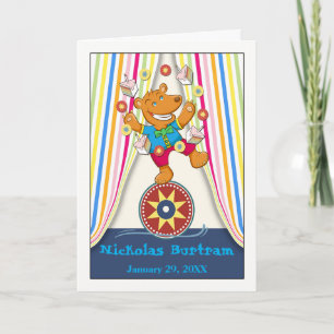 Cute Birthday for Child with Bear Juggling Cake Kort